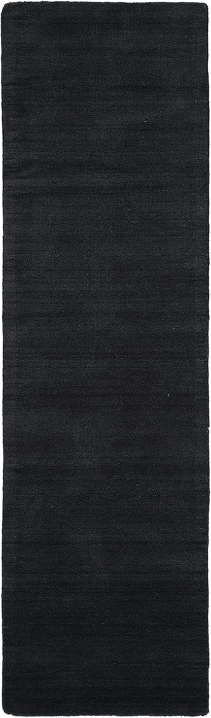 Himalaya Collection Area Rug - 6' Round, Black, Handmade Solid Wool, Ideal for High Traffic Areas in Living Room, Bedroom (HIM610C)