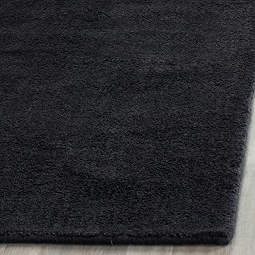 Himalaya Collection Area Rug - 6' Round, Black, Handmade Solid Wool, Ideal for High Traffic Areas in Living Room, Bedroom (HIM610C)