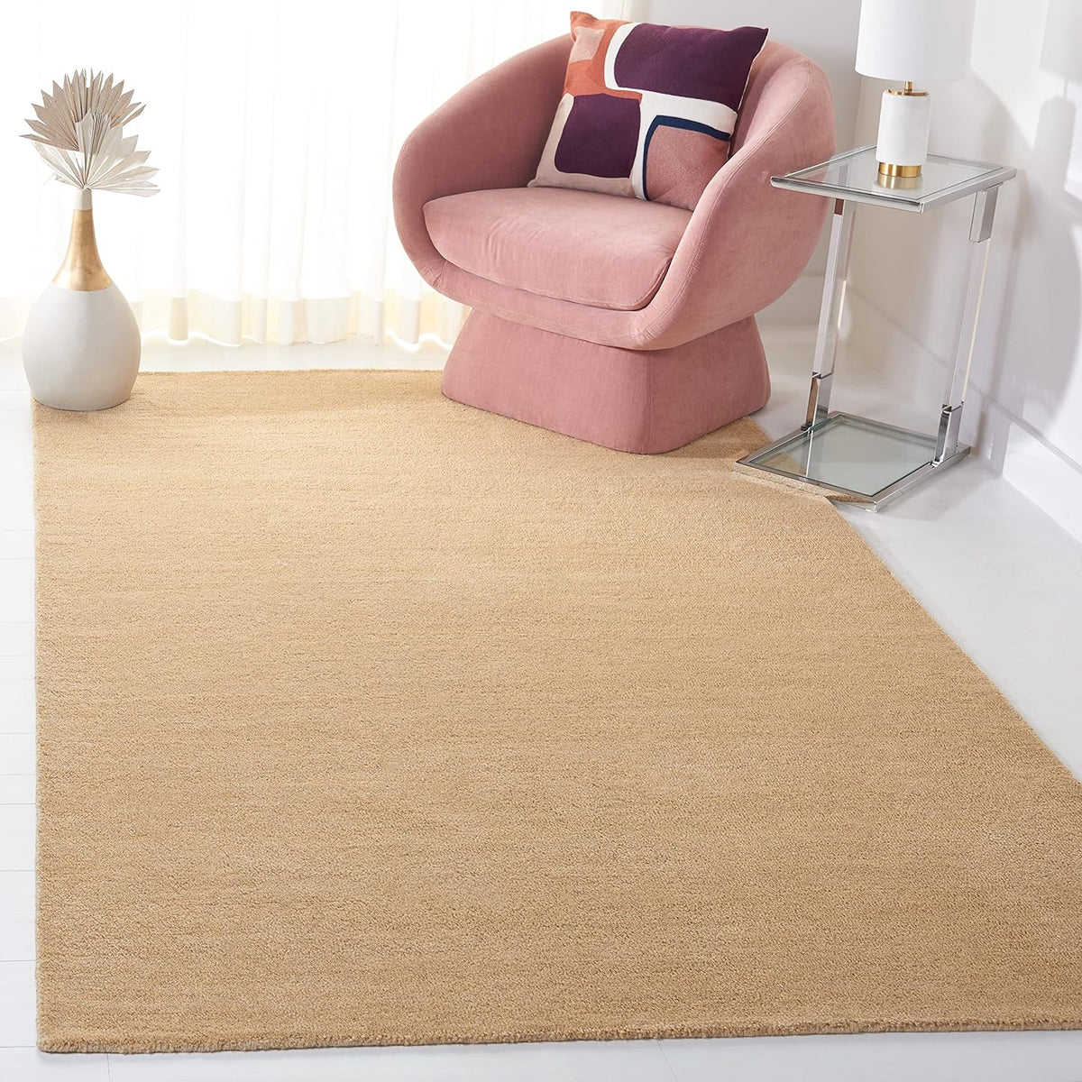 Himalaya Collection Area Rug - 6' Round, Black, Handmade Solid Wool, Ideal for High Traffic Areas in Living Room, Bedroom (HIM610C)