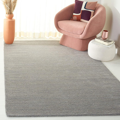 Himalaya Collection Area Rug - 6' Round, Black, Handmade Solid Wool, Ideal for High Traffic Areas in Living Room, Bedroom (HIM610C)