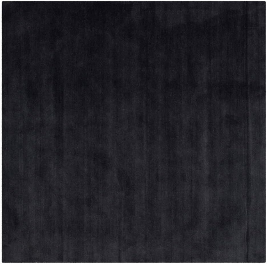 Himalaya Collection Area Rug - 6' Round, Black, Handmade Solid Wool, Ideal for High Traffic Areas in Living Room, Bedroom (HIM610C)