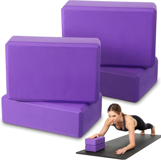 4 Pcs Yoga Blocks 9 x 6 x 3.15 Inch Eva Foam Lightweight Non Slip Yoga Props for Pilates Stretching and Meditation Exercise Blocks Lightweight Yoga Essentials