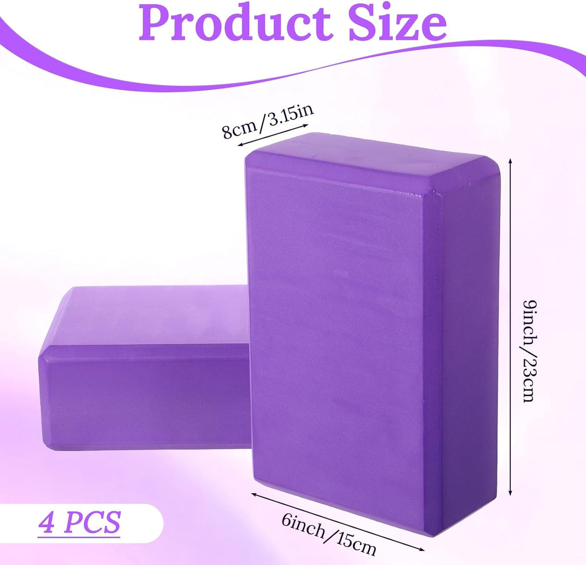 4 Pcs Yoga Blocks 9 x 6 x 3.15 Inch Eva Foam Lightweight Non Slip Yoga Props for Pilates Stretching and Meditation Exercise Blocks Lightweight Yoga Essentials