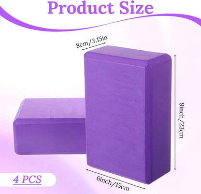 4 Pcs Yoga Blocks 9 x 6 x 3.15 Inch Eva Foam Lightweight Non Slip Yoga Props for Pilates Stretching and Meditation Exercise Blocks Lightweight Yoga Essentials