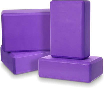 4 Pcs Yoga Blocks 9 x 6 x 3.15 Inch Eva Foam Lightweight Non Slip Yoga Props for Pilates Stretching and Meditation Exercise Blocks Lightweight Yoga Essentials