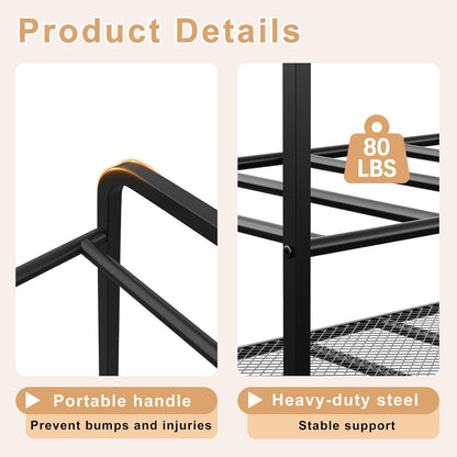 Lutown-Teen Yoga Mat Storage Rack with Wheels and Rounded Corners, Black