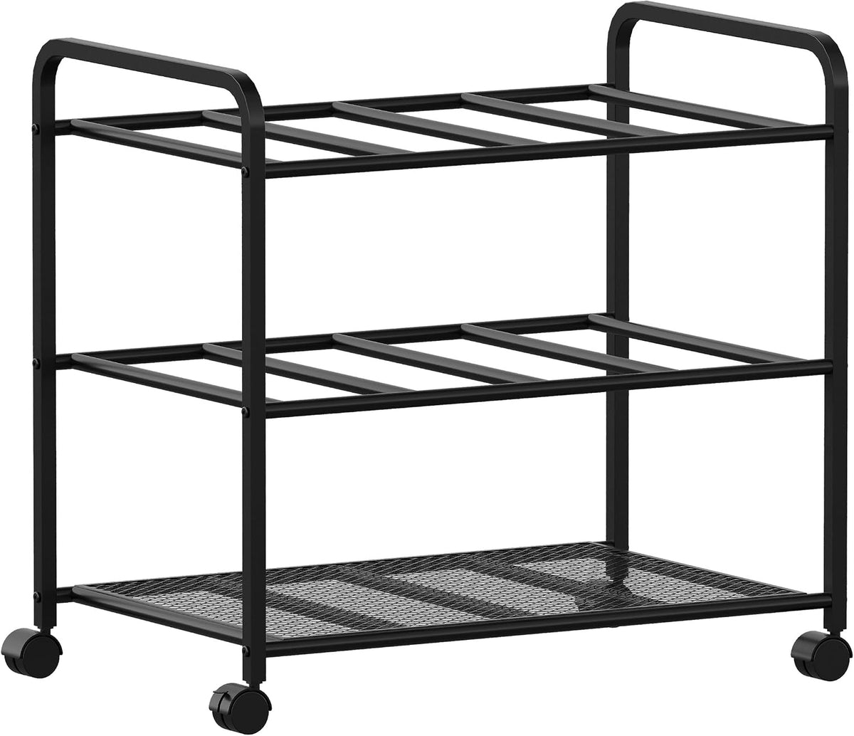Lutown-Teen Yoga Mat Storage Rack with Wheels and Rounded Corners, Black