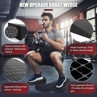 Squat Wedge Block, 1500 LBS Capacity, Non-Slip Heel Elevated Squat Wedge