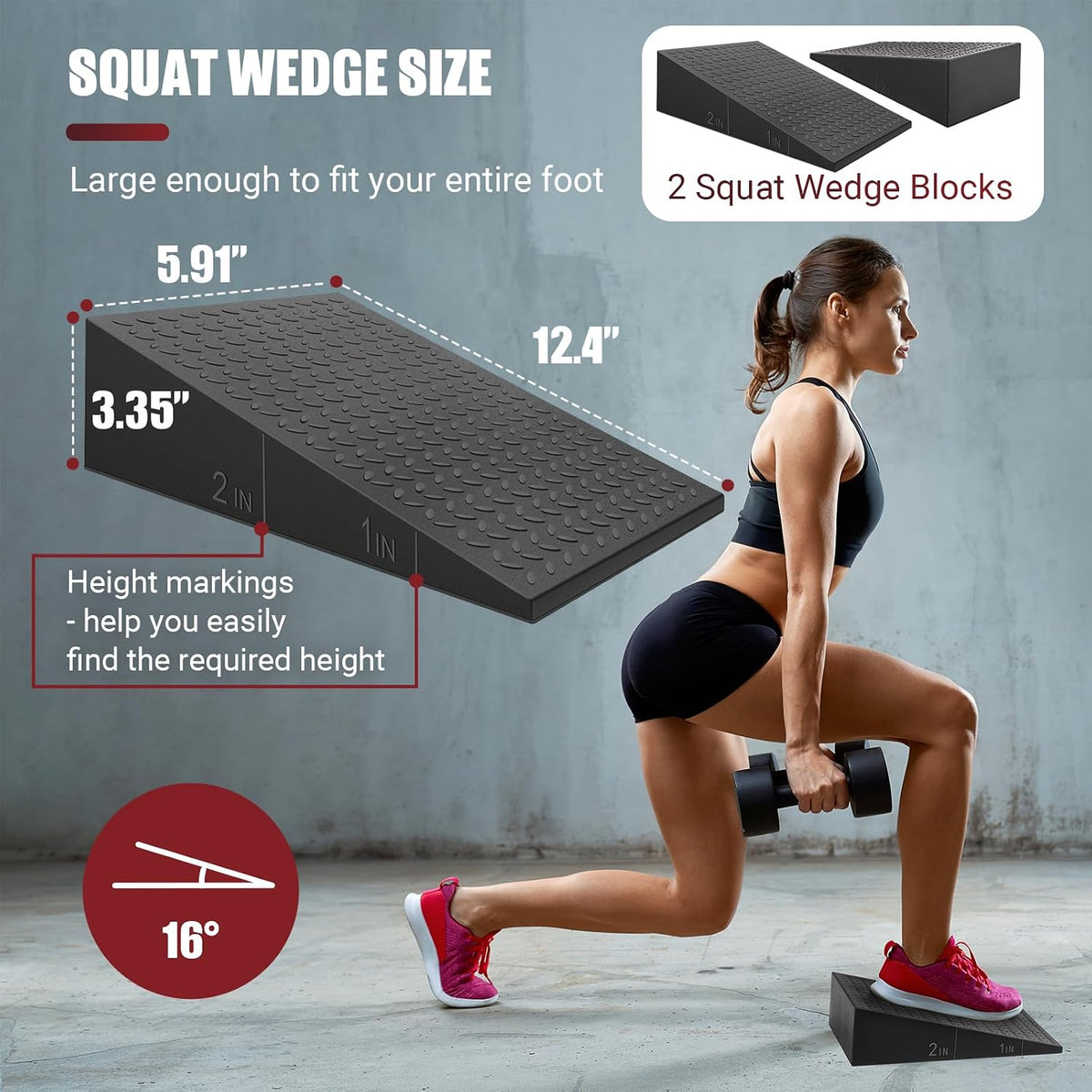Squat Wedge Block, 1500 LBS Capacity, Non-Slip Heel Elevated Squat Wedge