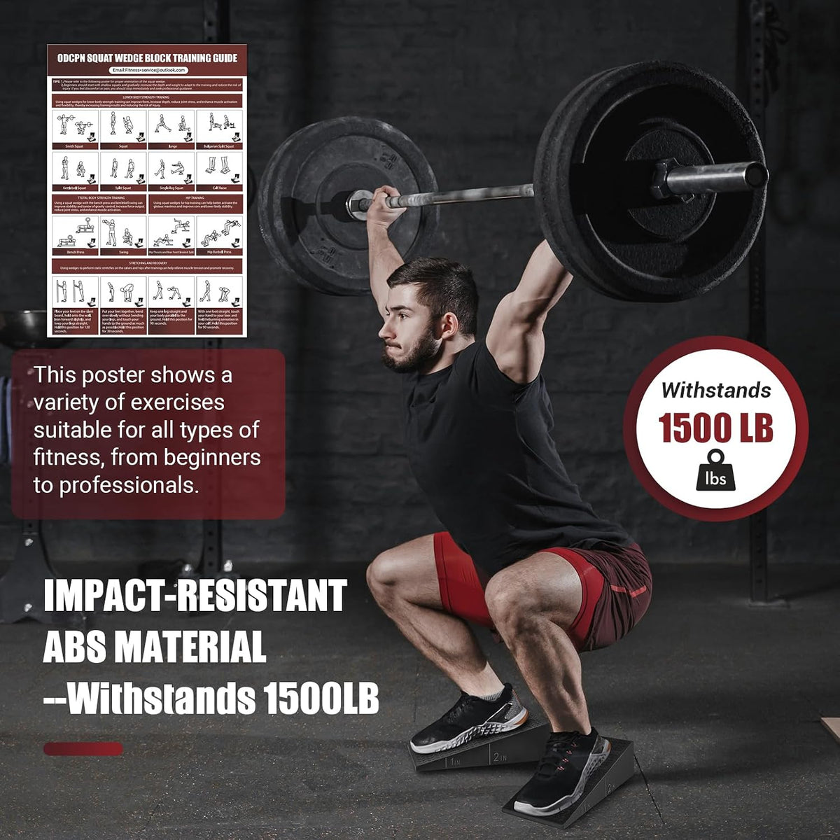 Squat Wedge Block, 1500 LBS Capacity, Non-Slip Heel Elevated Squat Wedge