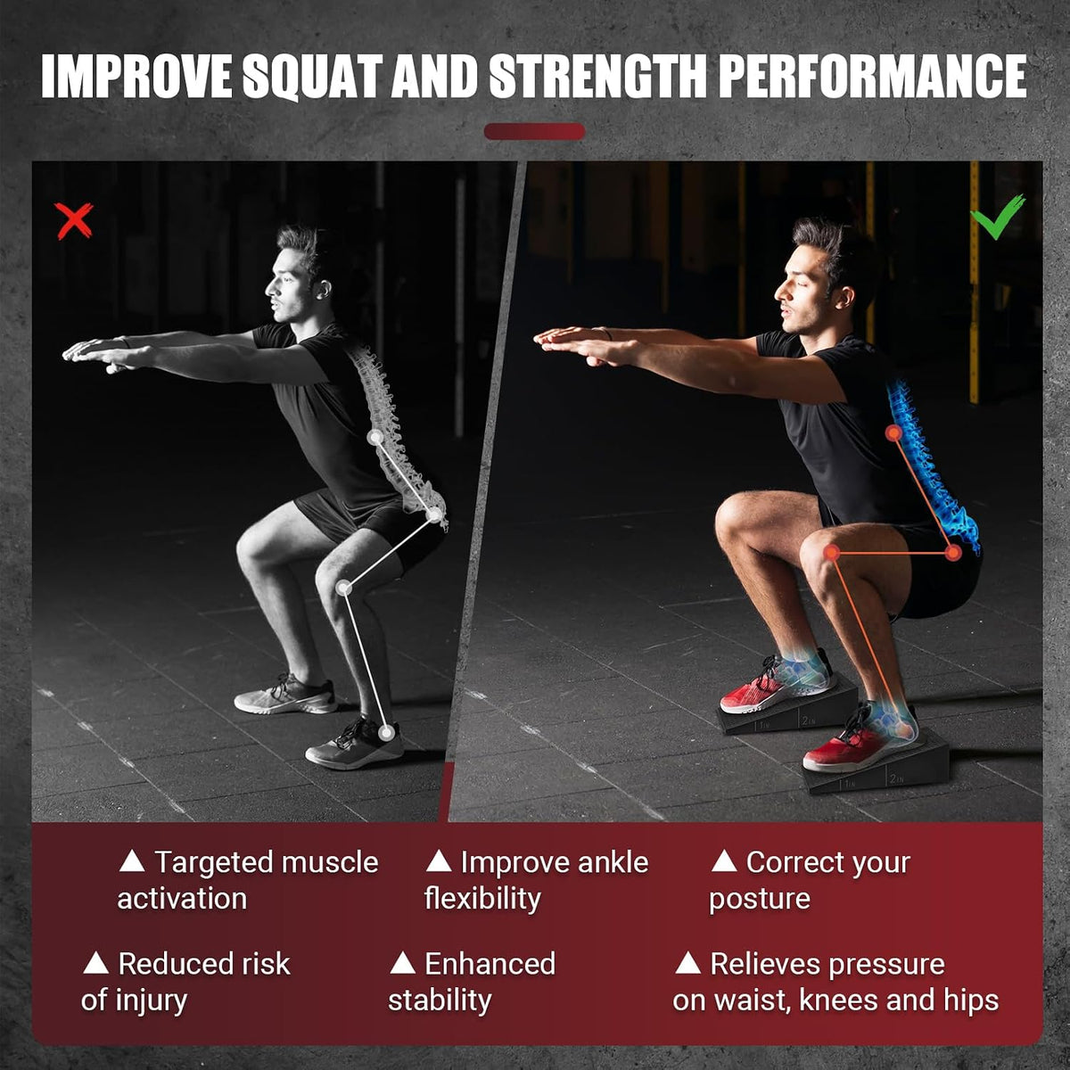 Squat Wedge Block, 1500 LBS Capacity, Non-Slip Heel Elevated Squat Wedge