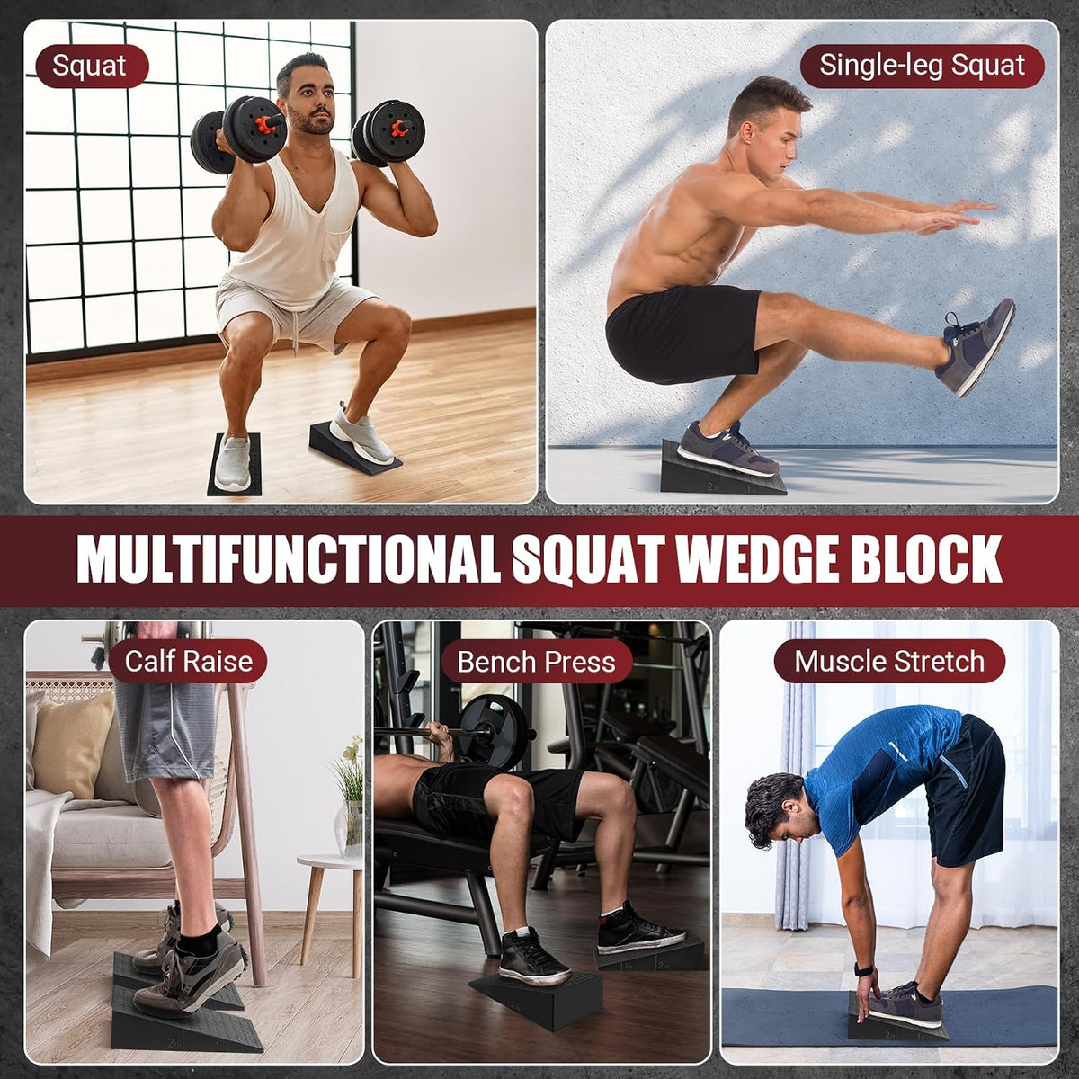 Squat Wedge Block, 1500 LBS Capacity, Non-Slip Heel Elevated Squat Wedge