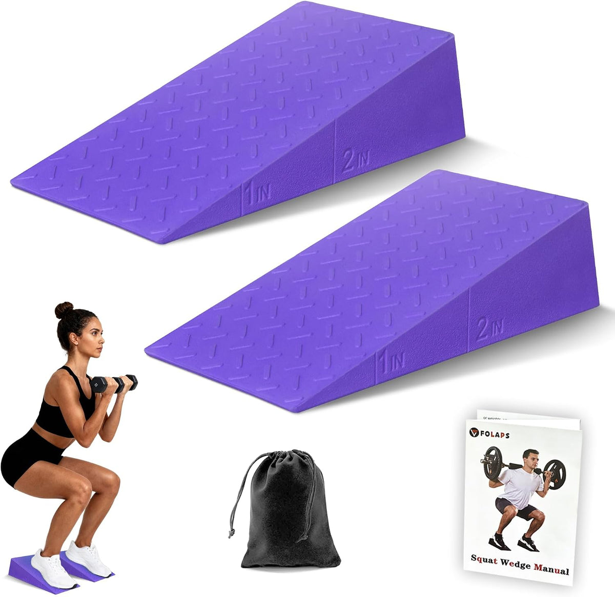 Squat Wedge Block For Deeper Squat: 2200LBS Capacity with Guide & Carry Bag