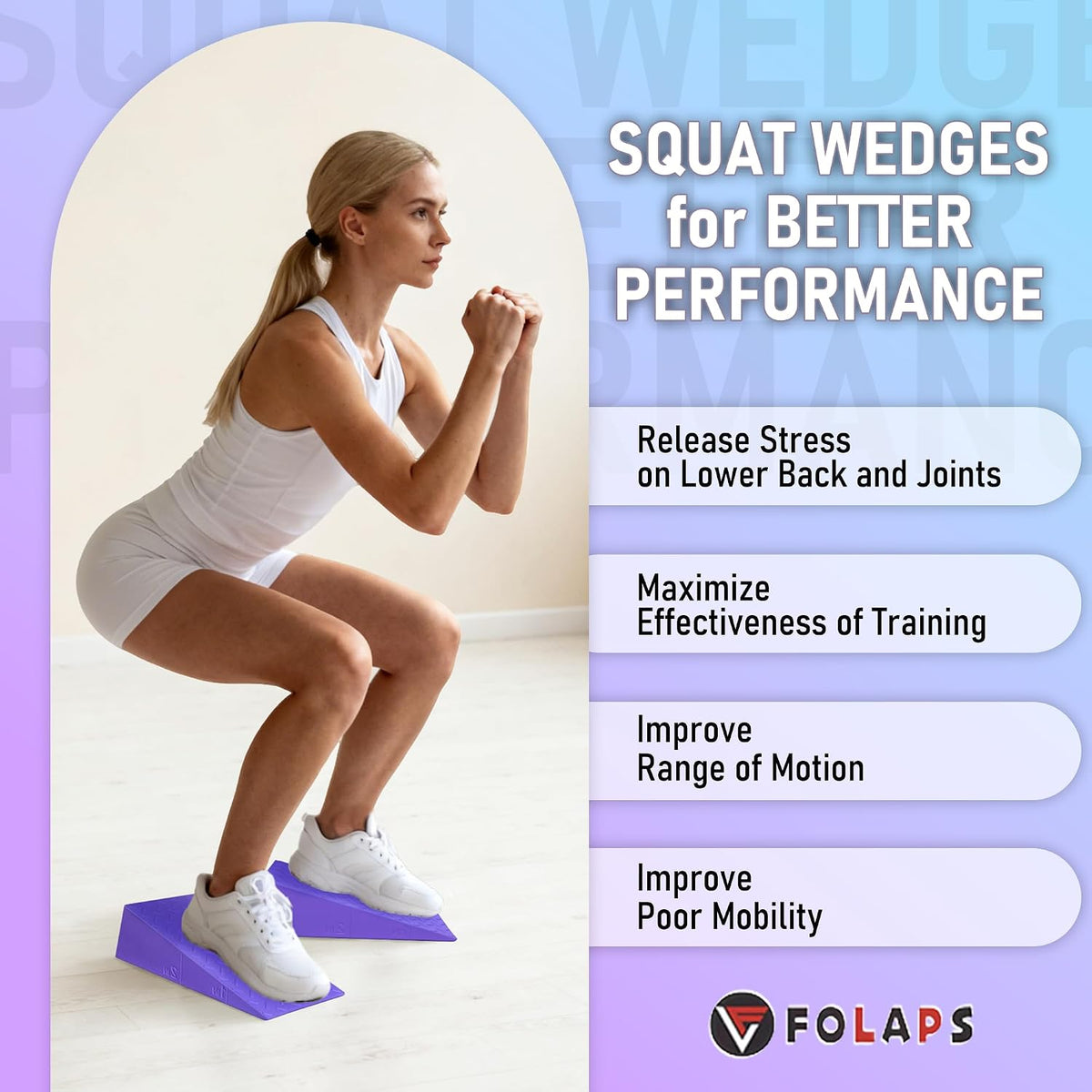 Squat Wedge Block For Deeper Squat: 2200LBS Capacity with Guide & Carry Bag