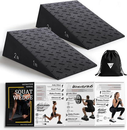 Squat Wedge Block For Deeper Squat: 2200LBS Capacity with Guide & Carry Bag