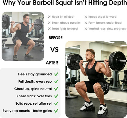 Squat Wedge Block For Deeper Squat: 2200LBS Capacity with Guide & Carry Bag