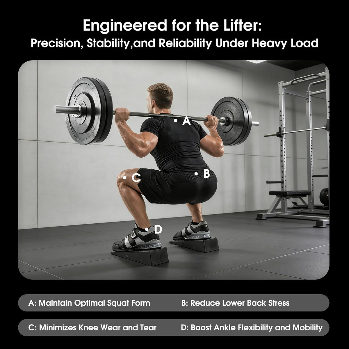 Squat Wedge Block For Deeper Squat: 2200LBS Capacity with Guide & Carry Bag