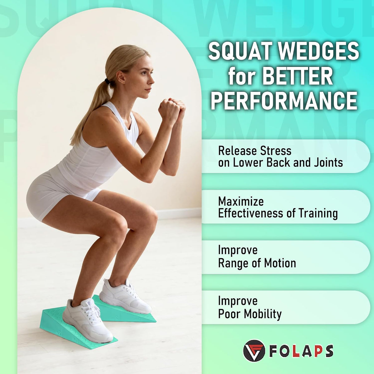 Squat Wedge Block For Deeper Squat: 2200LBS Capacity with Guide & Carry Bag