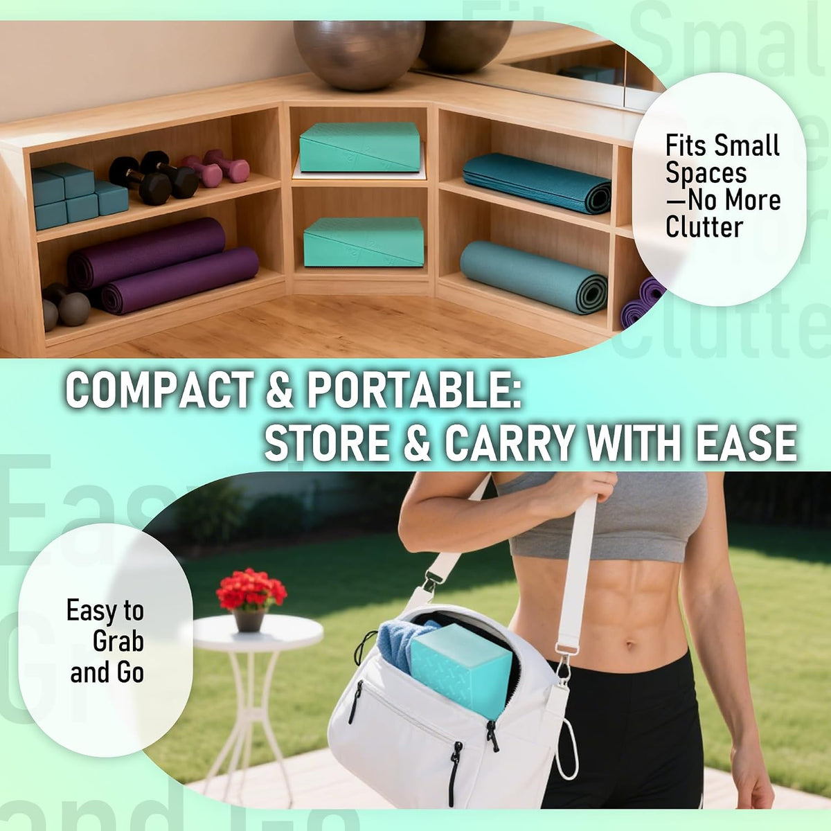 Squat Wedge Block For Deeper Squat: 2200LBS Capacity with Guide & Carry Bag