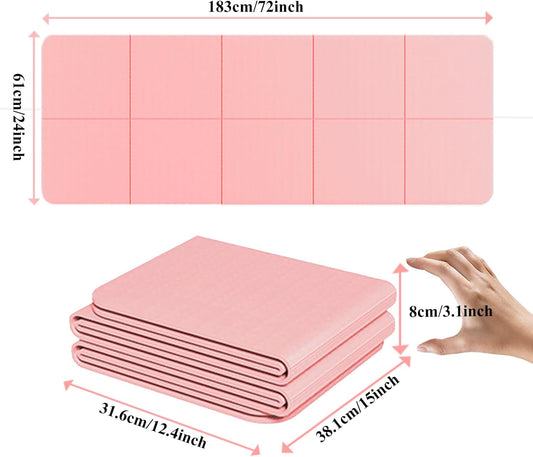 Yoga Mat for Travel, Non-Slip Yoga Mat, Exercise Mat 1/4" Thick Yoga Mat Foldable, Perfect for Pilates, Outdoor & Travel, TPE Anti-Slip Yoga Mat with Carry Bag