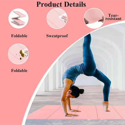 Yoga Mat for Travel, Non-Slip Yoga Mat, Exercise Mat 1/4" Thick Yoga Mat Foldable, Perfect for Pilates, Outdoor & Travel, TPE Anti-Slip Yoga Mat with Carry Bag
