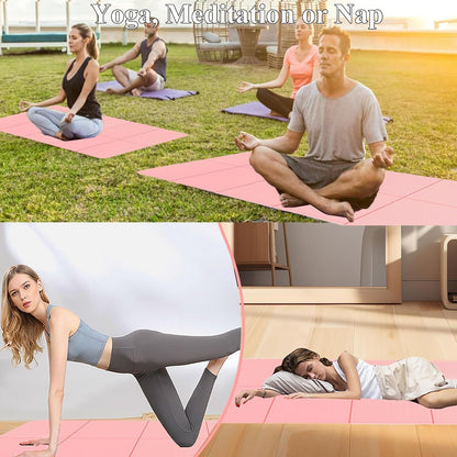 Yoga Mat for Travel, Non-Slip Yoga Mat, Exercise Mat 1/4" Thick Yoga Mat Foldable, Perfect for Pilates, Outdoor & Travel, TPE Anti-Slip Yoga Mat with Carry Bag