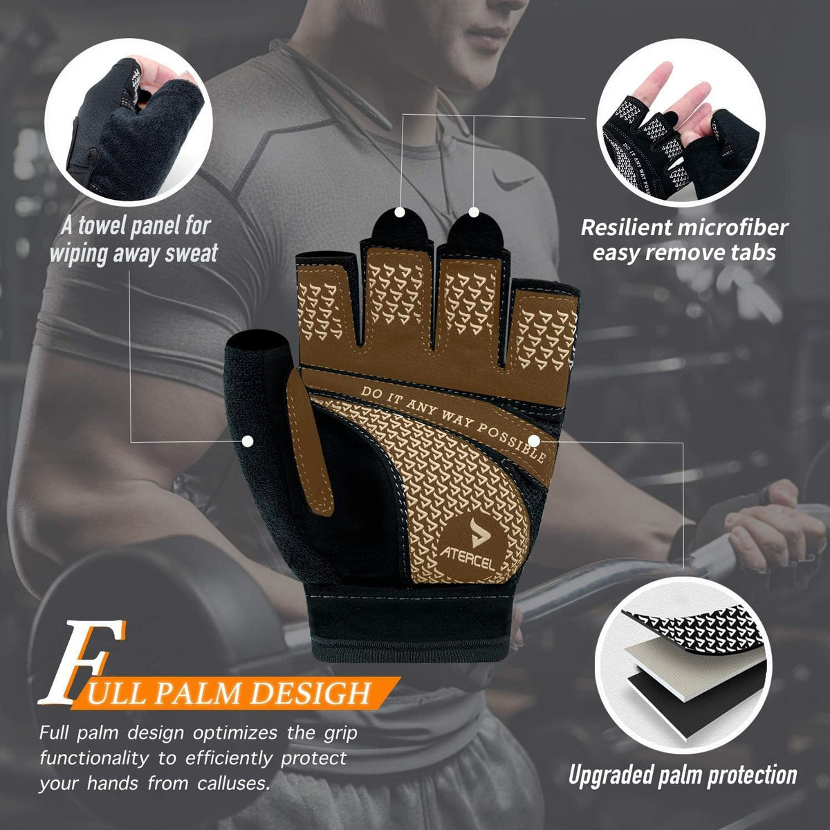 Weight Lifting Gloves Full Palm Protection, Workout Gloves for Gym, Cycling, Exercise, Breathable, Super Lightweight for Mens and Women