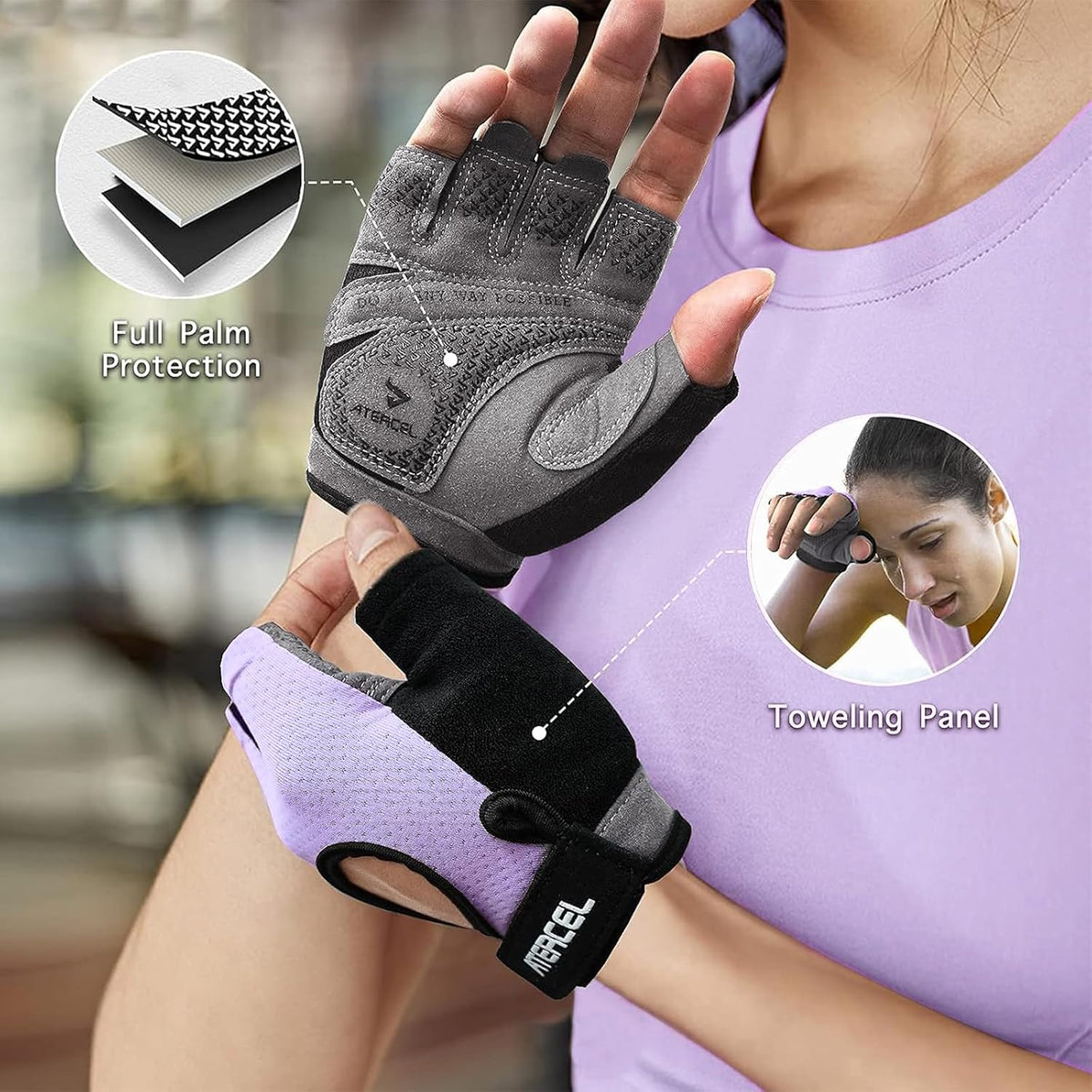 Weight Lifting Gloves Full Palm Protection, Workout Gloves for Gym, Cycling, Exercise, Breathable, Super Lightweight for Mens and Women