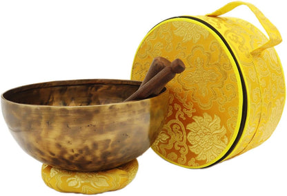 KHUSI Tibetan Singing Bowl, 9 Inch Hand-Hammered Meditation Sound Bowl with 2 Mallets, Silk Cushion & Carry Bag, Chakra Healing Yoga Gift