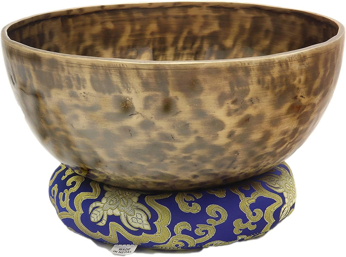 KHUSI Tibetan Singing Bowl, 9 Inch Hand-Hammered Meditation Sound Bowl with 2 Mallets, Silk Cushion & Carry Bag, Chakra Healing Yoga Gift