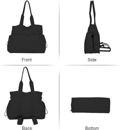 Yoga Bags for Women Gym Tote Bag with Adjustable Mat Holder Yoga Mat Carrier Shoulder Bags for Workout Pilates Travel Beach Work Shop