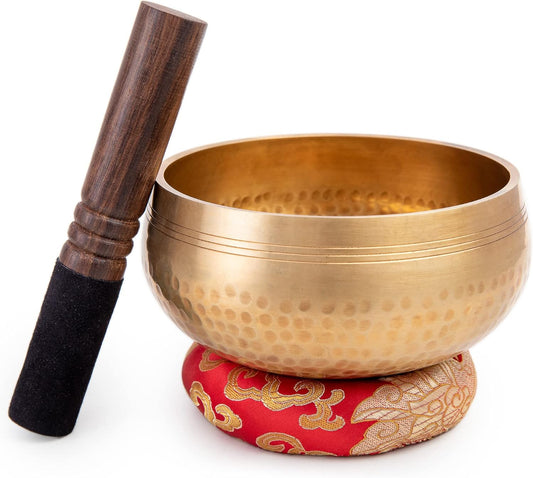 Tibetan Singing Bowl Set - Easy To Play for Beginners - Authentic Handcrafted Mindfulness Meditation Holistic Sound 7 Chakra Healing Gift (5")
