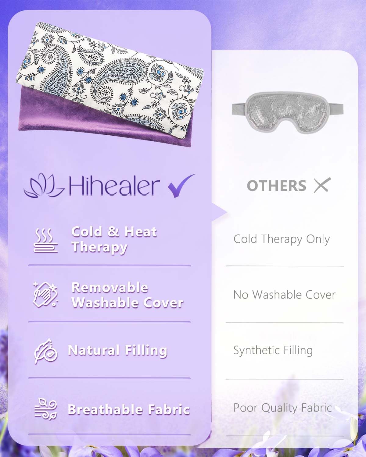 Lavender Eye Pillow for Relaxation, Yoga, Sleep, Weighted Eye Mask