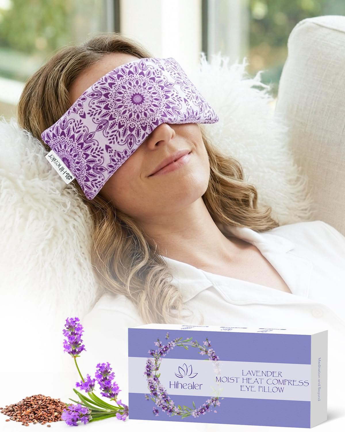 Lavender Eye Pillow for Relaxation, Yoga, Sleep, Weighted Eye Mask