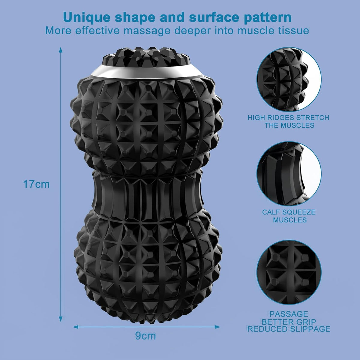 Vibrating Massage Ball for Pain Relif, Mobility Ball for Physical Therapy and Workout Recovery, Deep Tissue Myofascial Release Tools - Back, Shoulder (Peanut Head Vibrating Massage Ball Black)
