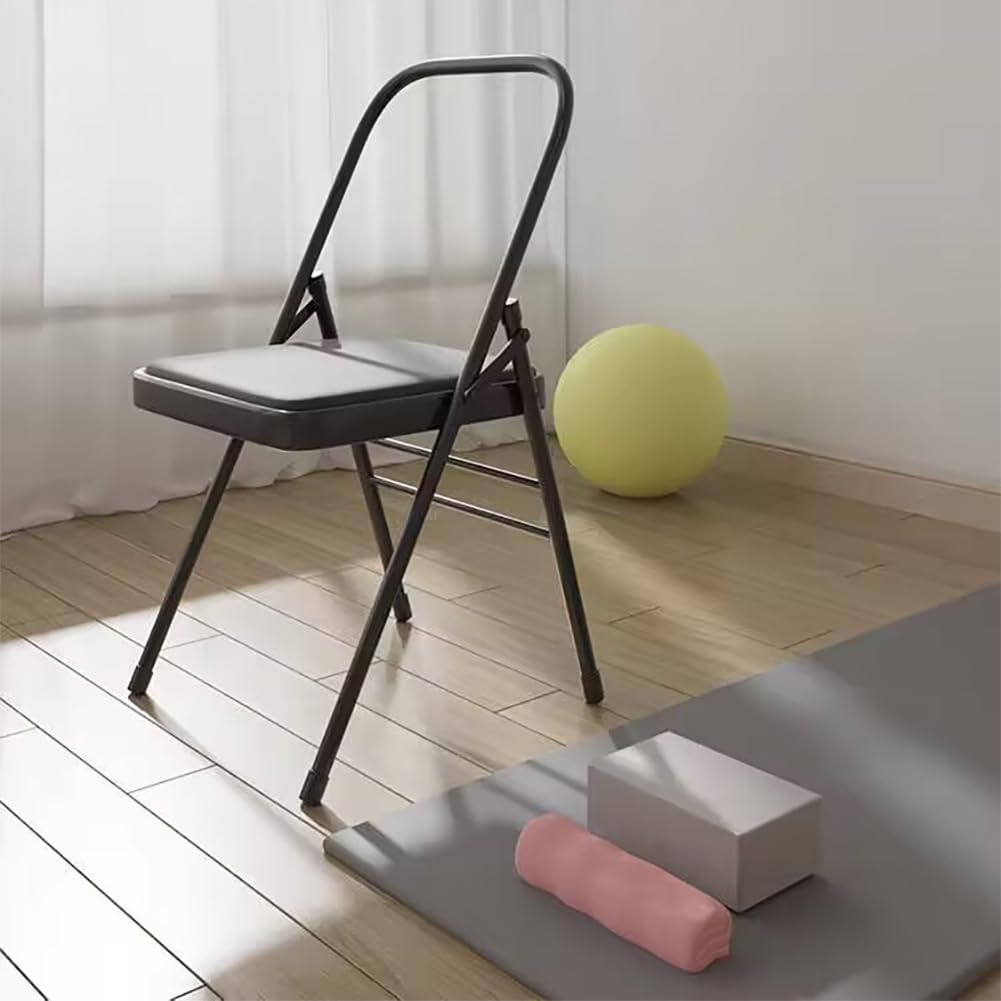 Backless Yoga Chair-Portable Folding Chair for Flexibility and Strength Training- Materials and Sturdy Frame-Foldable Design-High Load Capacity,Black