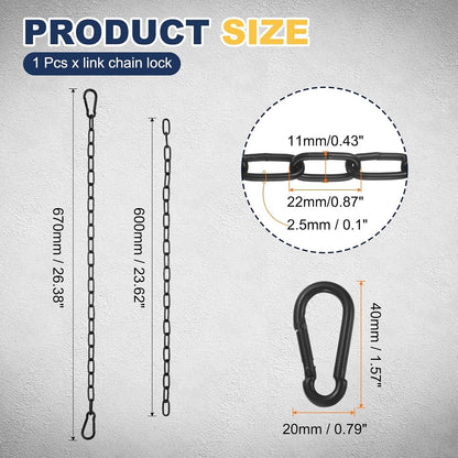 2Pcs Gate Chain Lock 19"x4mm Dia Alloy Steel Hanging Chain Lock