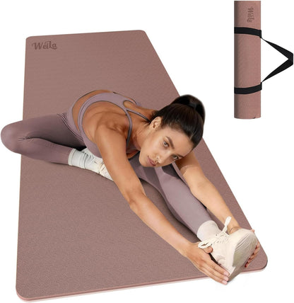 Extra Thick 10mm Yoga Mat,76"x28" Dual-Color TPE with Carry Strap