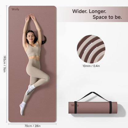 Extra Thick 10mm Yoga Mat,76"x28" Dual-Color TPE with Carry Strap