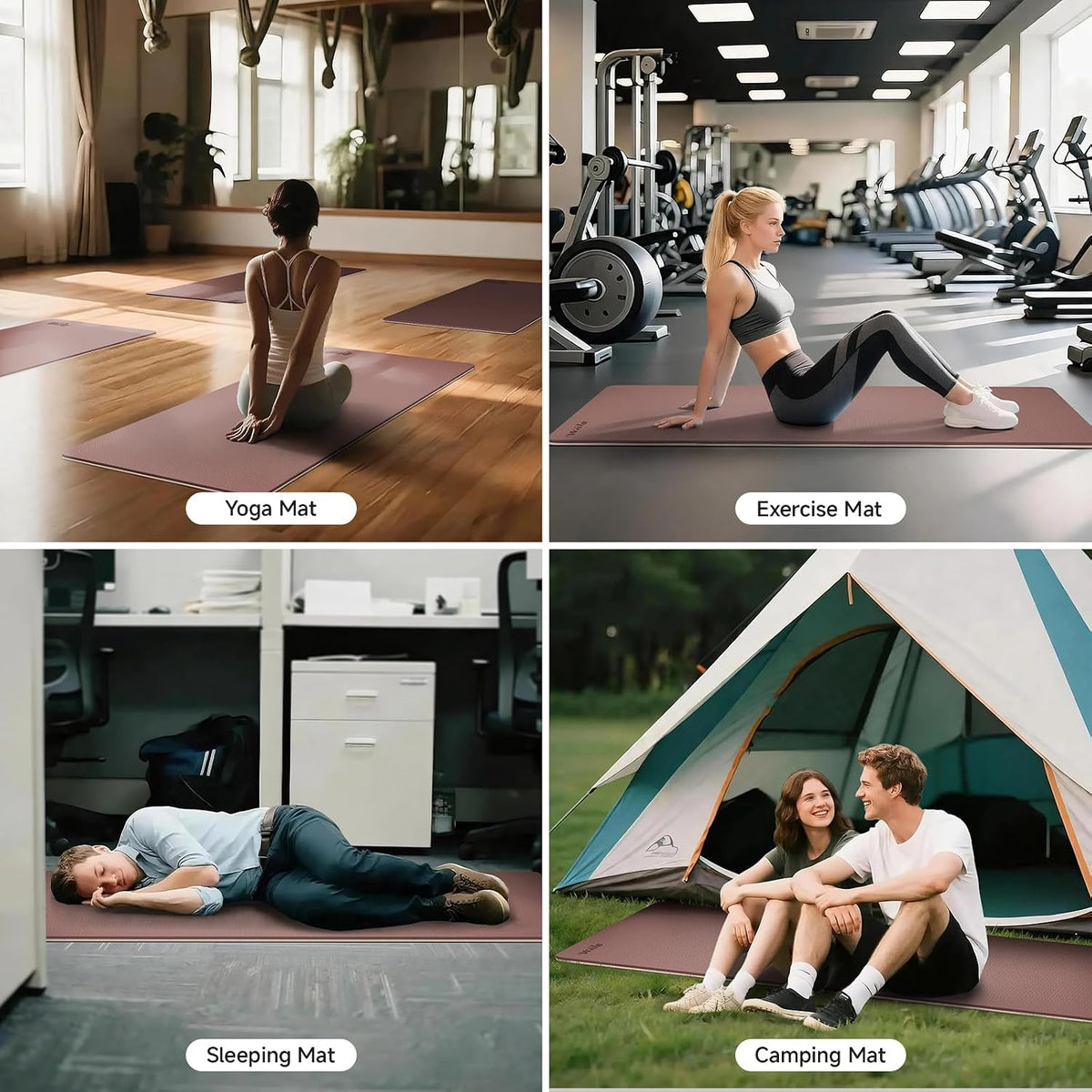 Extra Thick 10mm Yoga Mat,76"x28" Dual-Color TPE with Carry Strap