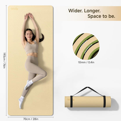 Extra Thick 10mm Yoga Mat,76"x28" Dual-Color TPE with Carry Strap