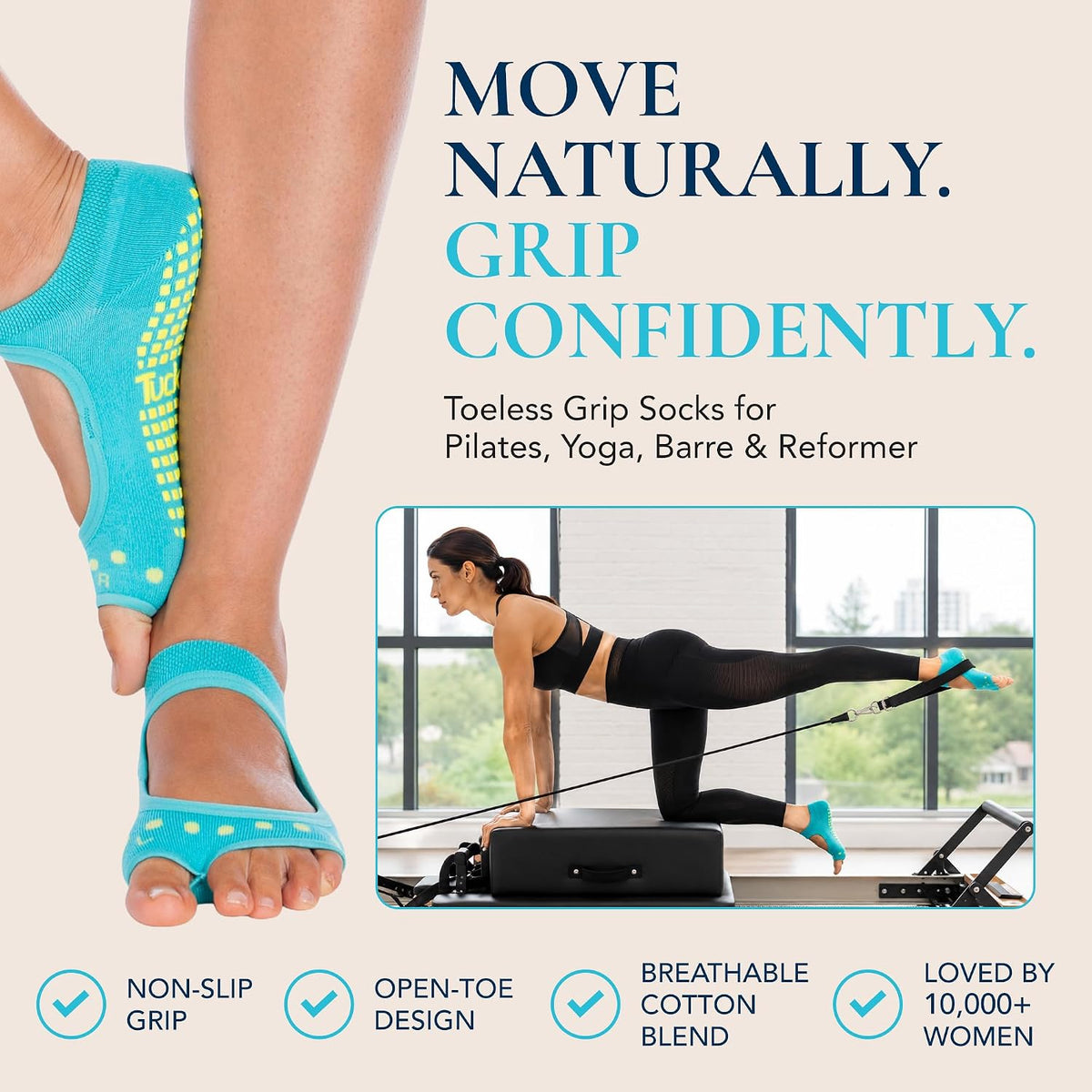 Toeless Grip Socks, Open Toe Non Slip Pilates Socks for Women