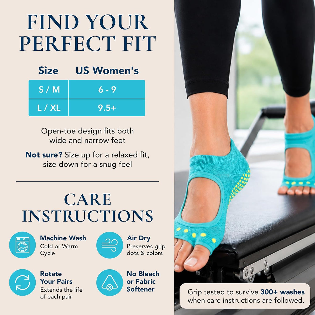 Toeless Grip Socks, Open Toe Non Slip Pilates Socks for Women
