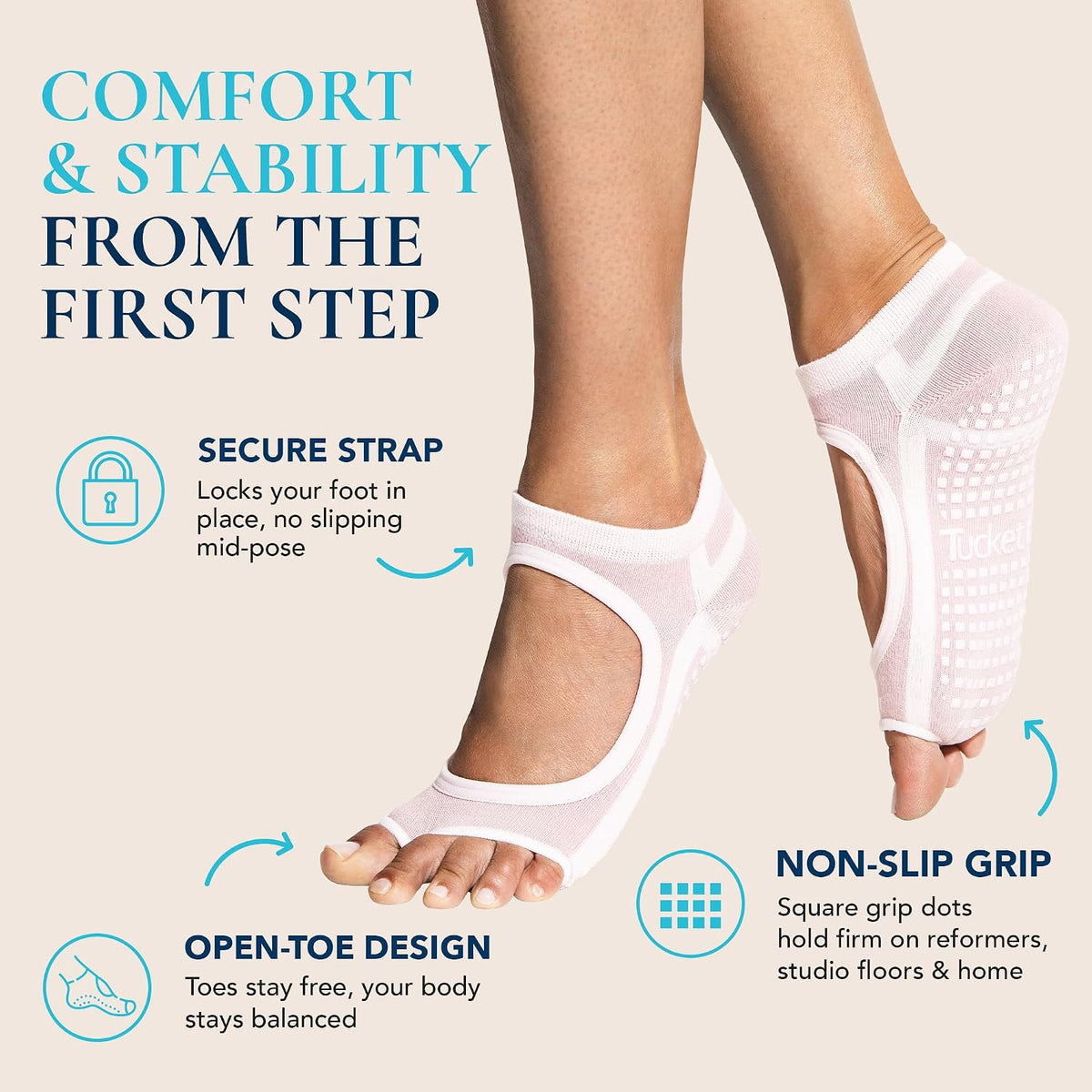 Toeless Grip Socks, Open Toe Non Slip Pilates Socks for Women