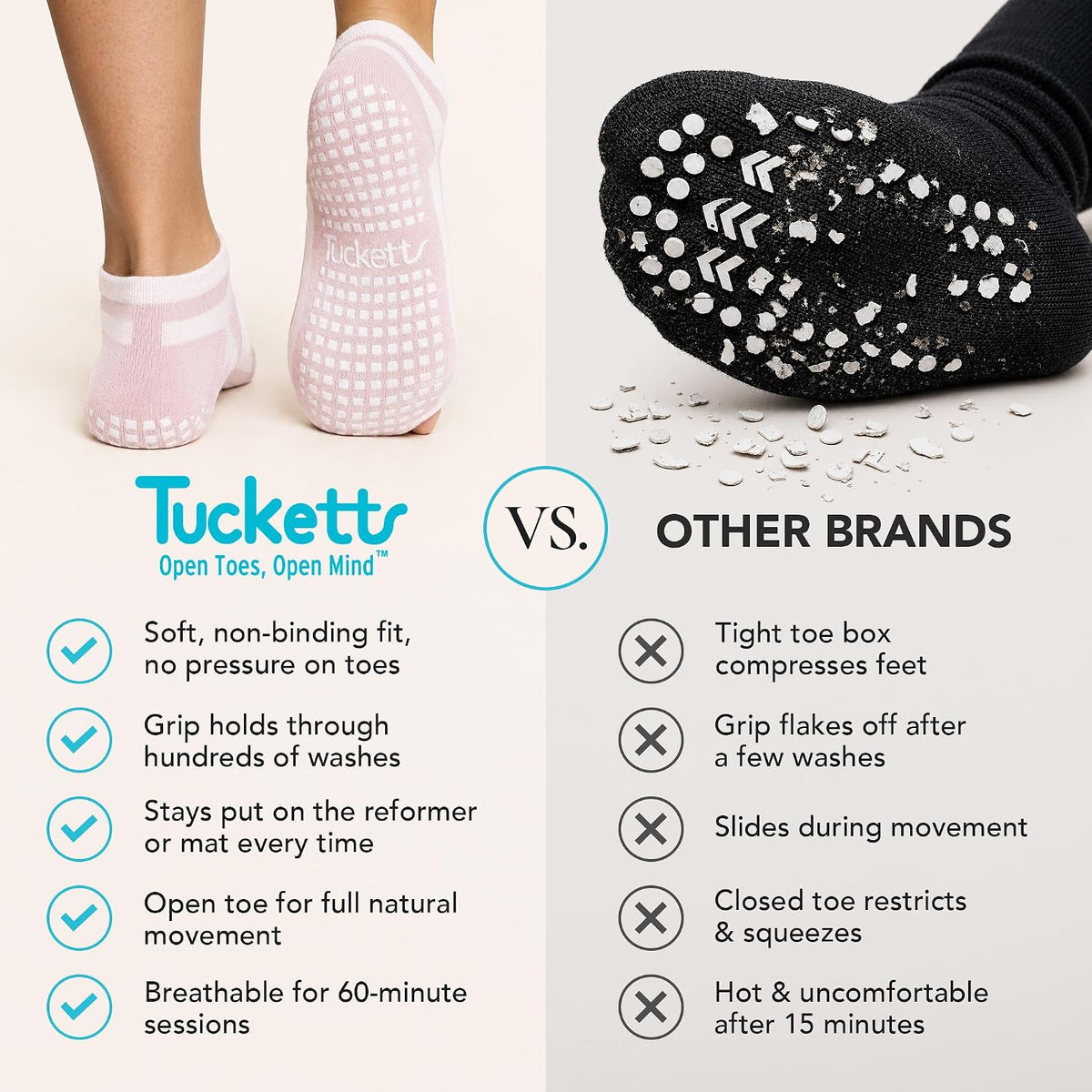 Toeless Grip Socks, Open Toe Non Slip Pilates Socks for Women
