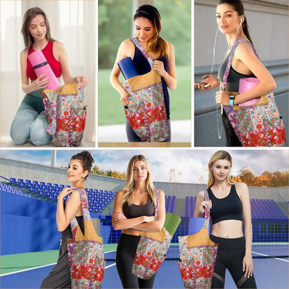 Yoga Mat Bag Carrier for Women Workout Large Waterproof with Zipper Pocket, Keychain and Wide Shoulder Straps