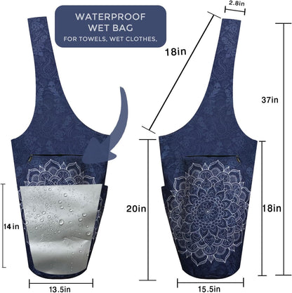 Yoga Mat Bag Carrier for Women Workout Large Waterproof with Zipper Pocket, Keychain and Wide Shoulder Straps