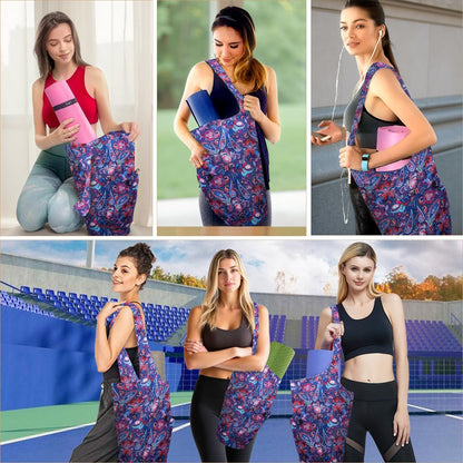 Yoga Mat Bag Carrier for Women Workout Large Waterproof with Zipper Pocket, Keychain and Wide Shoulder Straps