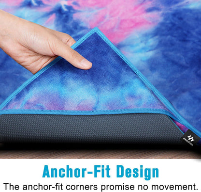 Yoga Towel Yoga Mat Towel with Anchor Fit Corners Non Slip Yoga Towels Hot Yoga Towel Yoga Pilates Workout Camping