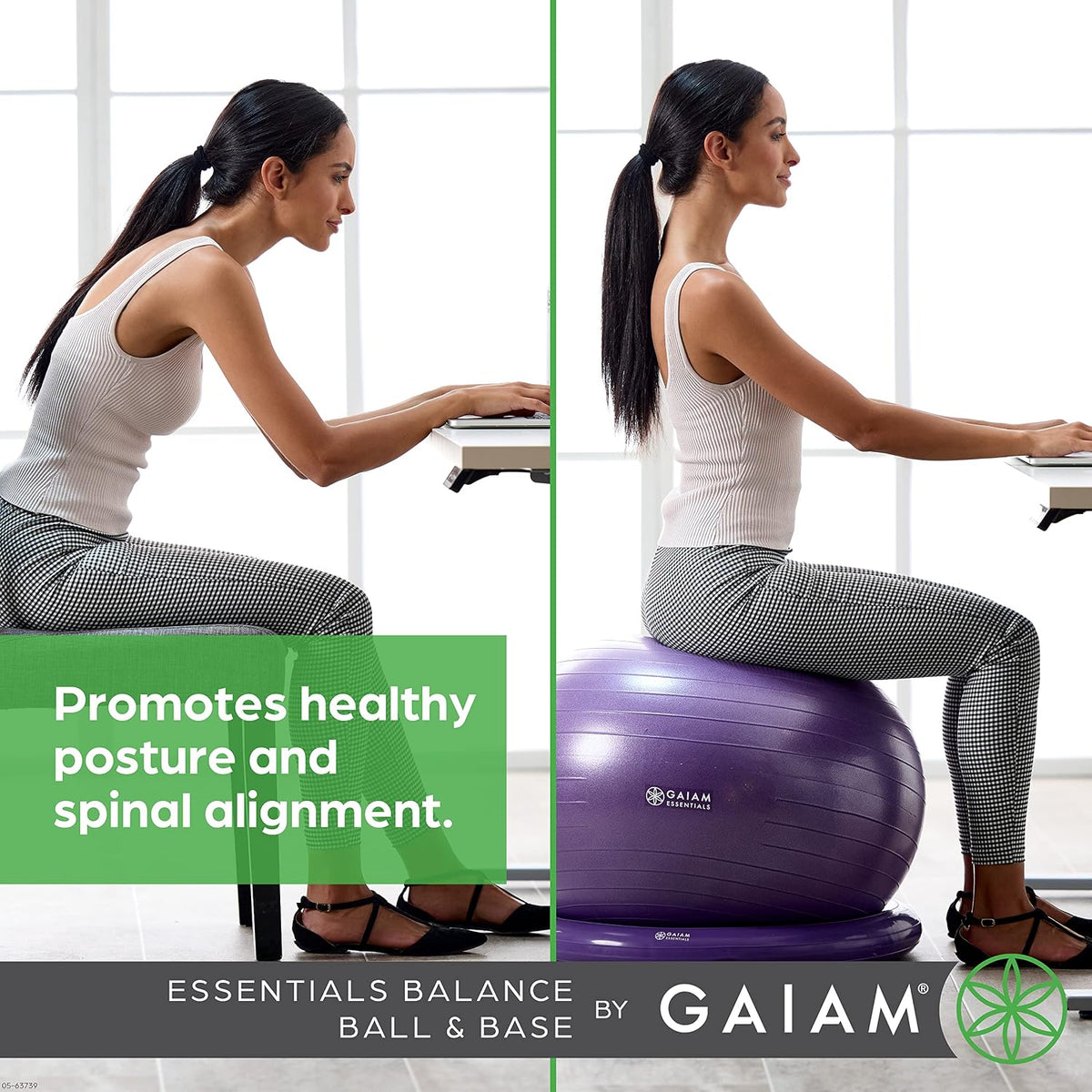 Essentials Balance Ball & Base Kit, Yoga Ball Chair, Exercise Ball with Inflatable Ring Base for Home or Office Desk, Includes Air Pump